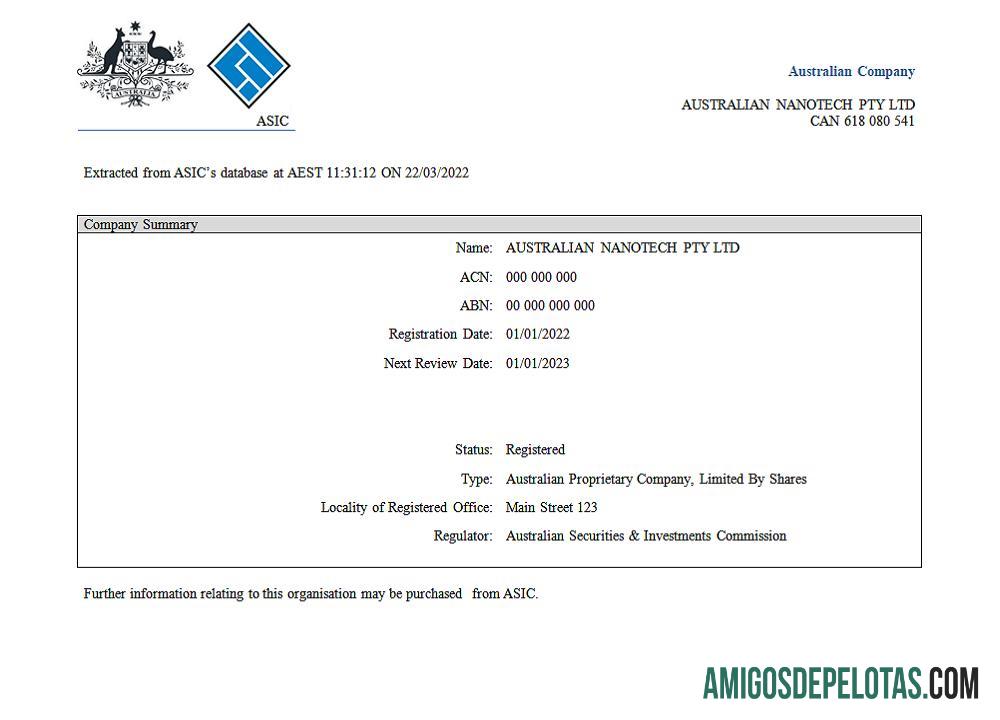 Certificado Aust (ASIC) de registro de empresa 2 baixar para verificação